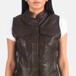 Rayne Moto Brown Leather Vest - Image 2
