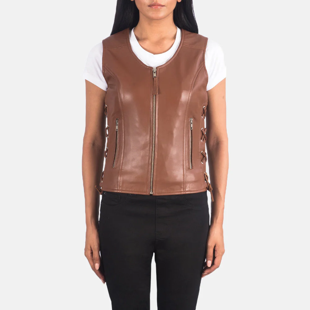 Brown Leather Biker Vest Brown Leather Biker Vest