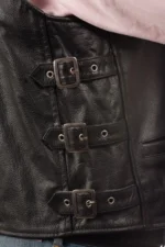 Handmade Men's Genuine Leather Heavy Zipper Buckled Rocker Biker Motorcycle Vintage Waistcoat Vest - Image 3