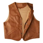 Mens Handmade Brown Vintage Biker Vest - Image 2