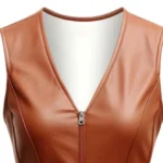 Women Brown Leather Vest, 100% Original leather Vest - Image 2