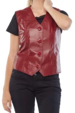 Women Leather Biker Vest
