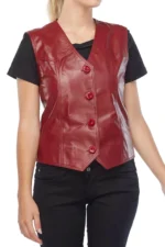 Women Leather Biker Vest - Image 2