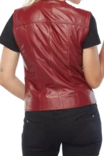 Women Leather Biker Vest - Image 4