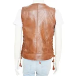 Women Leather Biker Vest, Brown Leather Vest