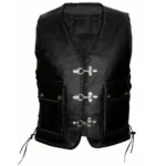 Handmade Men's Genuine Leather Heavy Zipper Buckled Rocker Biker Motorcycle Vintage Waistcoat Vest