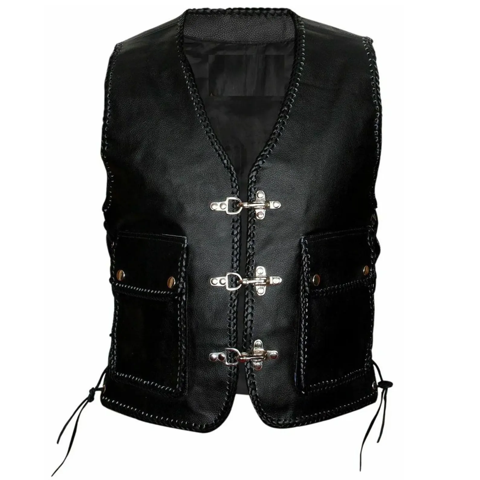 Handmade Men's Genuine Leather Heavy Zipper Buckled Rocker Biker Motorcycle Vintage Waistcoat Vest Handmade Men's Genuine Leather Heavy Zipper Buckled Rocker Biker Motorcycle Vintage Waistcoat Vest