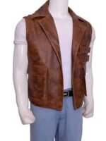 Mens Handmade Brown Vintage Biker Vest - Image 2