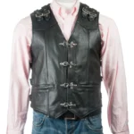 Handmade Men's Genuine Leather Heavy Zipper Buckled Rocker Biker Motorcycle Vintage Waistcoat Vest