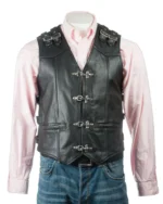Handmade Men's Genuine Leather Heavy Zipper Buckled Rocker Biker Motorcycle Vintage Waistcoat Vest
