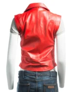 Women Red Leather Vest, 100% Original leather Vest