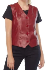Women Leather Biker Vest