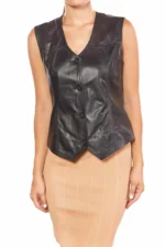 Women Leather Biker Vest - Image 3