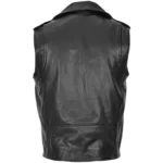 Men Classic Motorcycle Black Leather Vest