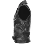 Men Classic Motorcycle Black Leather Vest - Image 2