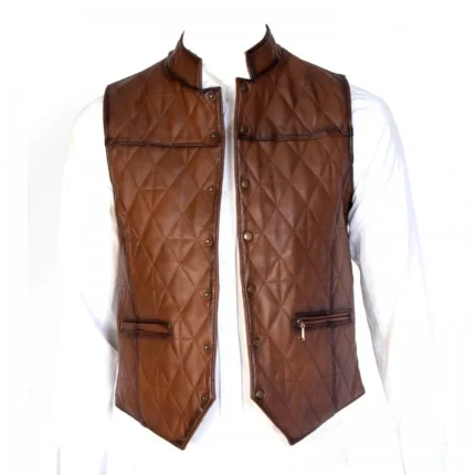 Mens Handmade Brown Vintage Biker Vest
