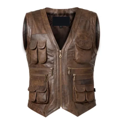 Mens Handmade Brown Vintage Biker Ves