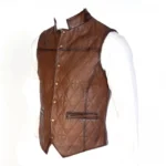 Mens Handmade Brown Vintage Biker Vest - Image 3