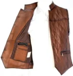 Mens Handmade Brown Vintage Biker Vest - Image 2