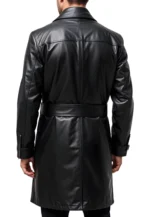 Men's Genuine Leather Long Coat Black Leather Trench Coa