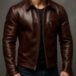 Men’s Sheepskin Leather Jacket  Classic Fit Bomber Style with Brass Zipper