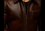 Men’s Sheepskin Leather Jacket  Classic Fit Bomber Style with Brass Zipper - Image 2