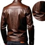Handmade Dark Brown Lambskin Leather Jacket Slim Fit European Style