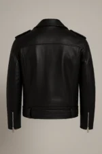 Men's Black Leather Biker Jacket Handmade Moto Style