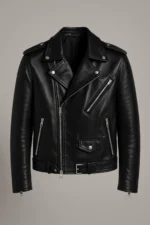 Men's Black Leather Biker Jacket Handmade Moto Style