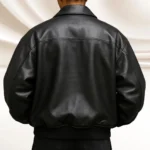 Vintage Black Sheepskin Leather Bomber Jacket