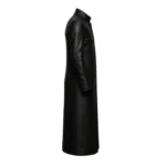 Men's Black Leather Long Trench Coat - Image 2