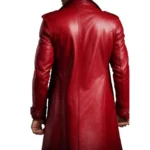 Men's New Handmade Lambskin Leather Overcoat, Custom Made Red Leather Long Coat