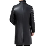 Men's Soft Lambskin Leather Trench Coat Black Casual Style