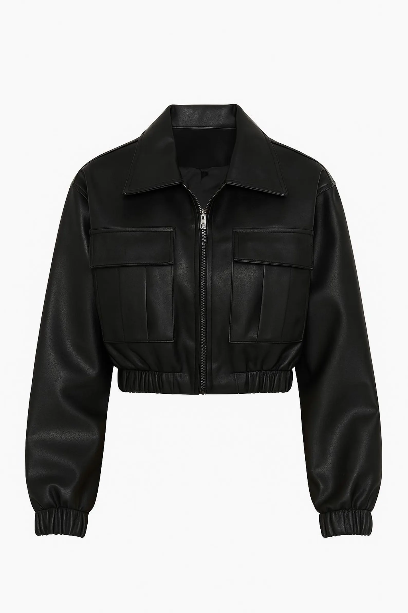 Black Cropped Faux Leather Jacket Women Black Cropped Faux Leather Jacket Women