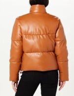 Chic Faux Leather Insulated Bubble Jacket - Image 3