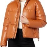 Chic Faux Leather Insulated Bubble Jacket