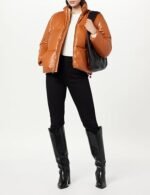 Chic Faux Leather Insulated Bubble Jacket