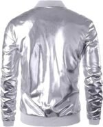 Men’s Metallic Bomber Jacket Shiny Party Style Faux Leather