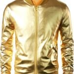 Men’s Metallic Bomber Jacket Shiny Party Style Faux Leather