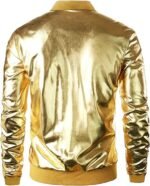 Men’s Metallic Bomber Jacket Shiny Party Style Faux Leather