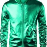 Men’s Metallic Bomber Jacket Shiny Party Style Faux Leather