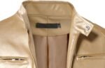 Gold Metallic Stand-Collar Biker Jacket - Image 4