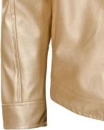 Gold Metallic Stand-Collar Biker Jacket - Image 2