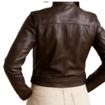 Women Brown Cropped Leather Jacket Genuine Leather Biker Jacket
