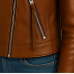 Handmade Cropped Brown Leather Moto Jacket Y2K Biker Style - Image 2