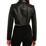 Red and Black Leather Moto Jacket Cropped Heart Design