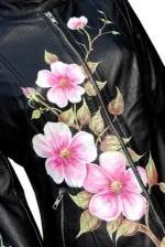 Women's Genuine Lambskin Painted Leather Motorcycle Slim fit Designer Biker Jacket - Image 4