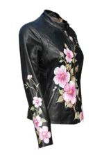 Women's Genuine Lambskin Painted Leather Motorcycle Slim fit Designer Biker Jacket - Image 2