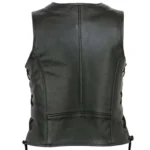 Women's Black Genuine Leather Laced Motorcycle Vest  Zipper Front Biker Style - Image 2
