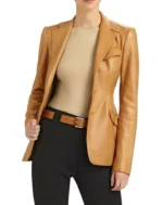 Customize women's leather blazer Tan leather blazer women